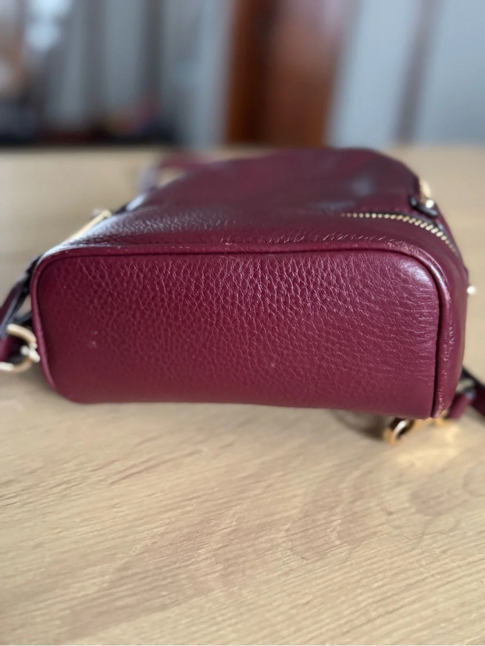 Michael Kors Burgundy Pebbled Leather Mini Backpack with Gold Hardware
